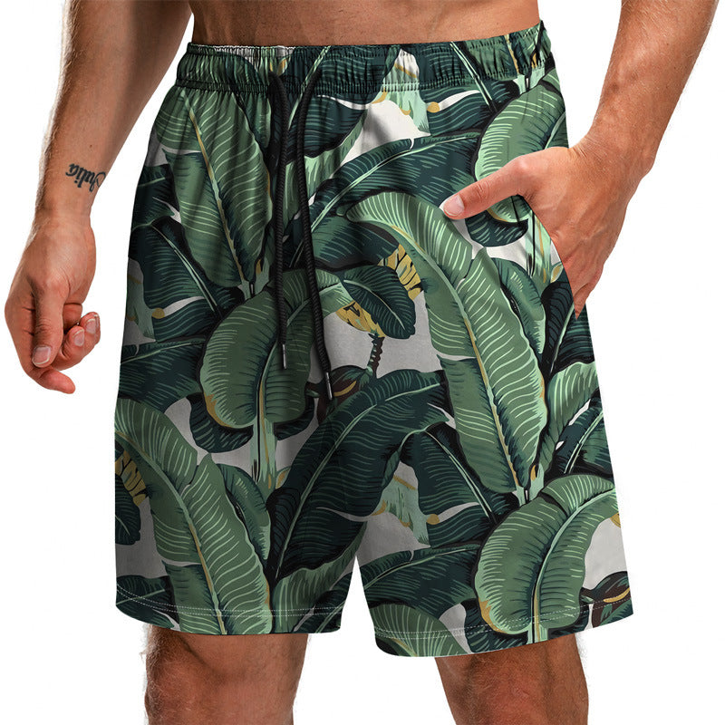 Summer New Leaf Series 3D Printed Shorts Loose Beach Pants Fashion Casual Shorts Men - WAlMYe #