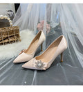 Champagne Dress High Heels Stiletto Crystal Bridesmaid Wedding Shoes - WAlMYe #