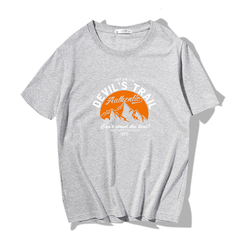 Short-sleeved T-shirt Men's All-match Loose Print Round Neck Japanese Style - WAlMYe #