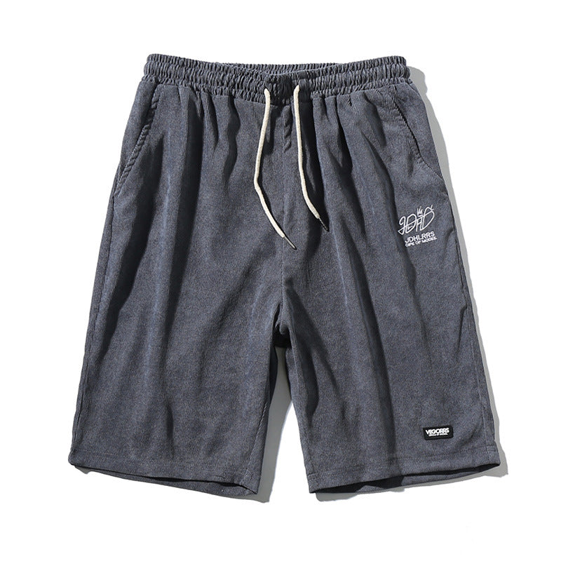 Summer New Corduroy Five Point Pants Embroidered  Loose Shorts - WAlMYe #