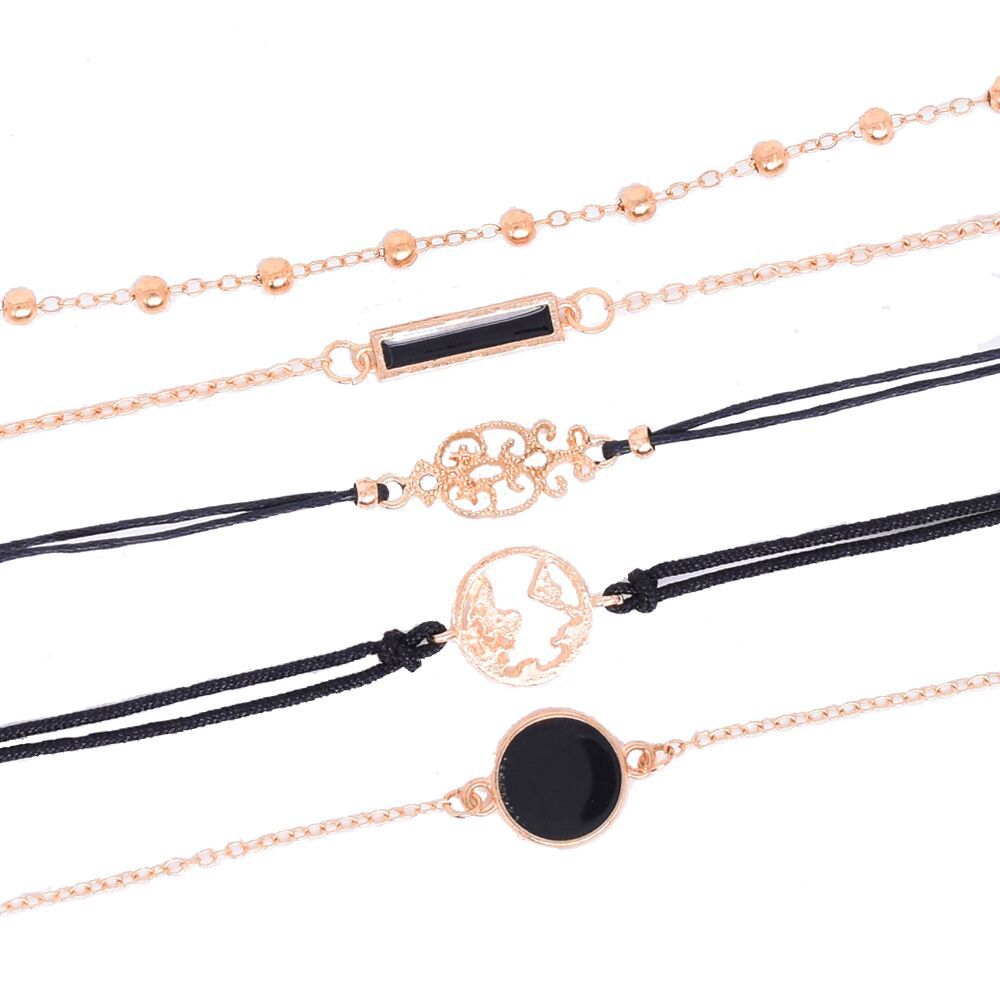 Dripping Oil Rectangular Diamond Map Handmade Five-piece Set Female Bracelet - WAlMYe #