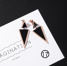 Load image into Gallery viewer, Japan and South Korea simple long tassel titanium steel earrings temperament triangle round geometric earrings - WAlMYe #
