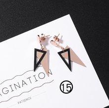 Load image into Gallery viewer, Japan and South Korea simple long tassel titanium steel earrings temperament triangle round geometric earrings - WAlMYe #
