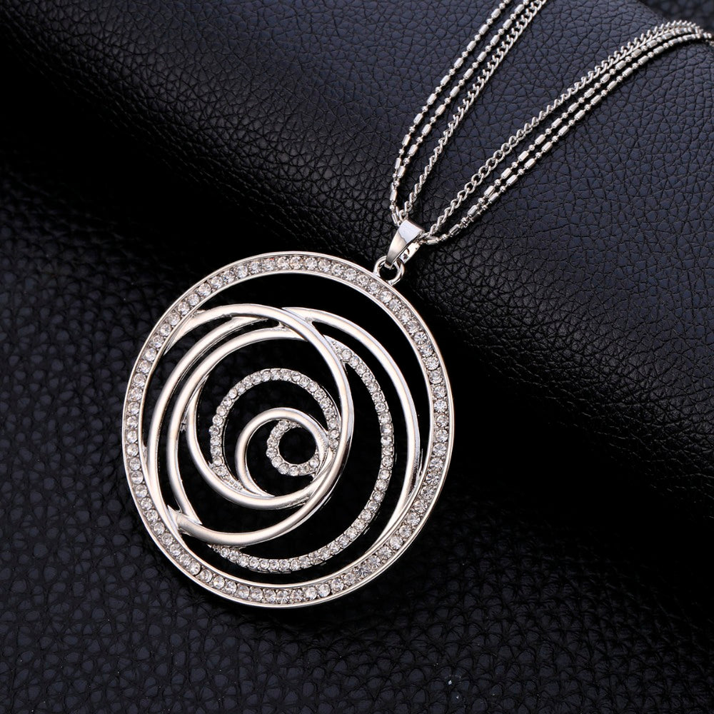 Round hollow sweater chain flower of life long necklace - WAlMYe #