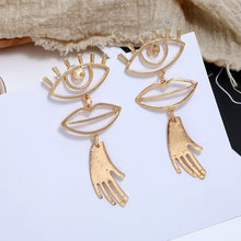 Load image into Gallery viewer, Eye mouth hand pendant earrings
