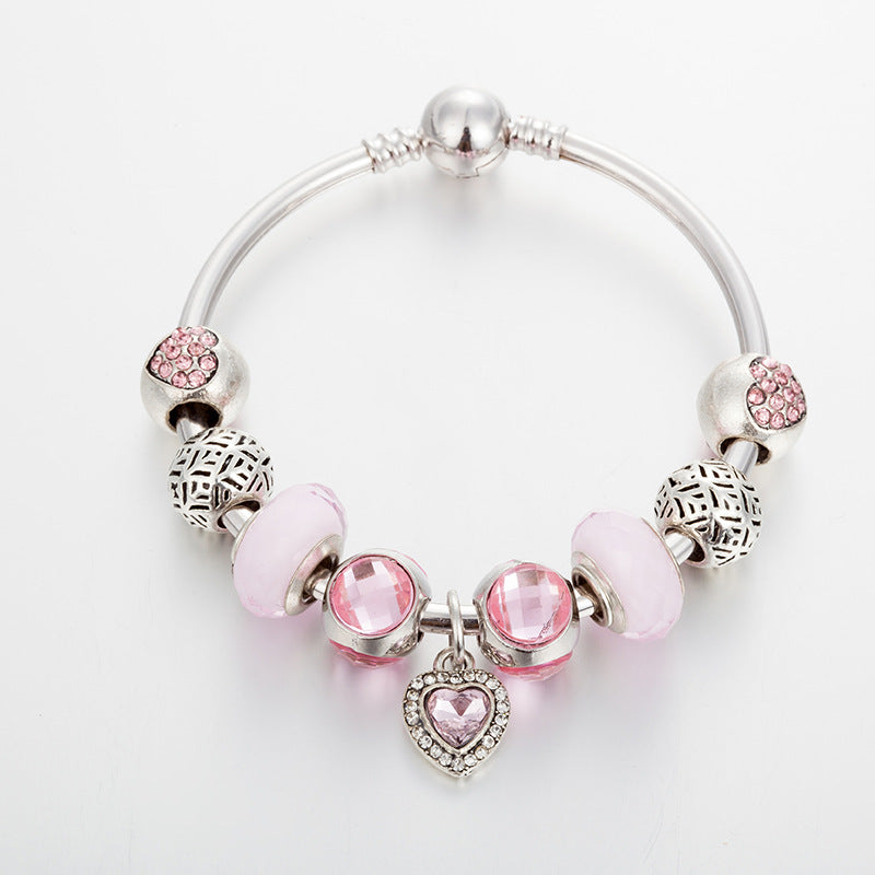 DIY peach heart pendant ladies bracelet - WAlMYe #