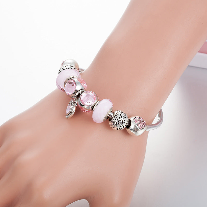 DIY peach heart pendant ladies bracelet - WAlMYe #