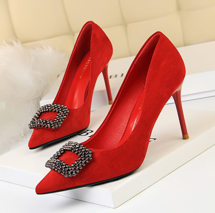 Pointed Rhinestone High Heels - WAlMYe #