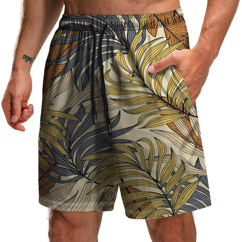 Summer New Leaf Series 3D Printed Shorts Loose Beach Pants Fashion Casual Shorts Men - WAlMYe #