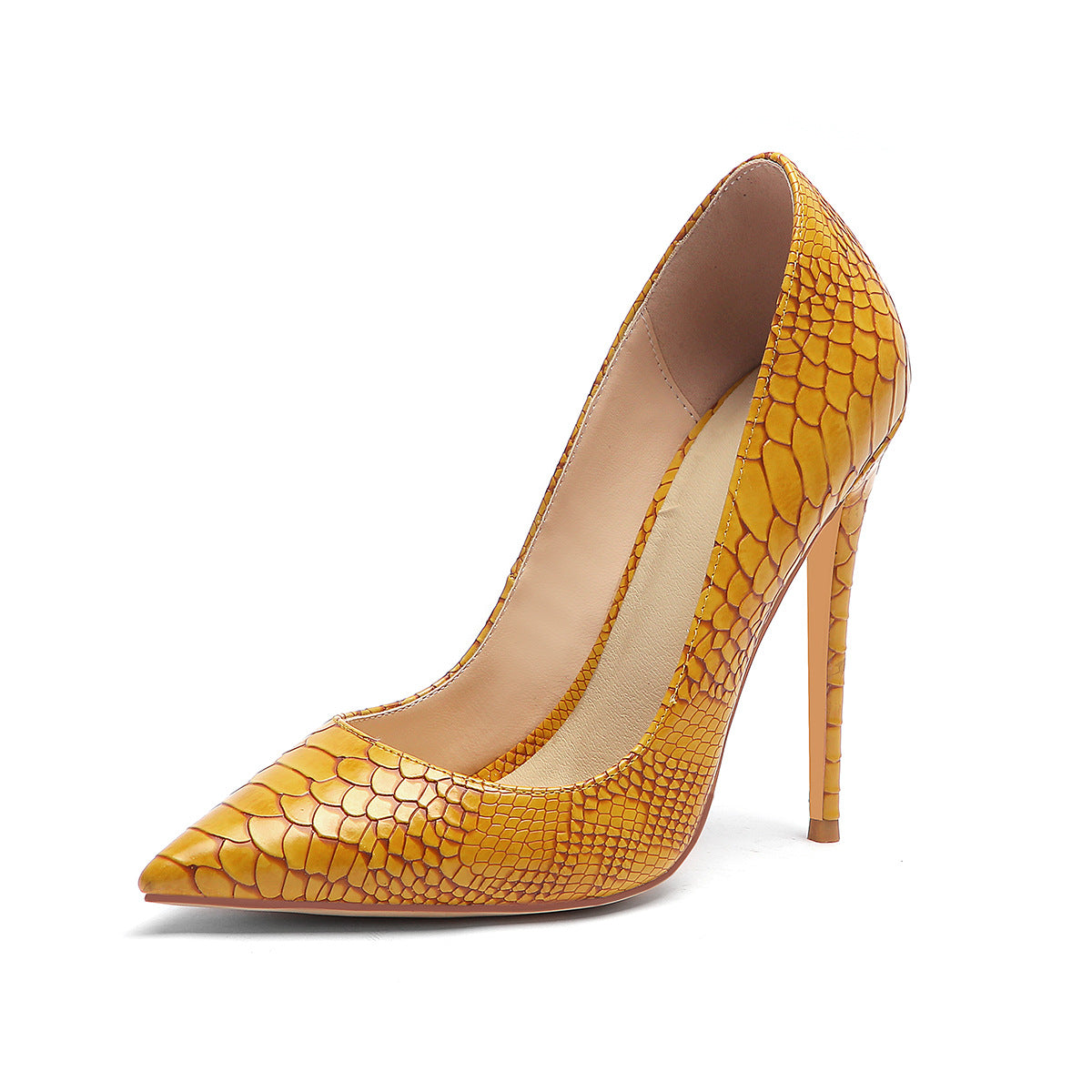 Snake skin Grey Pink women's single shoes - WAlMYe #