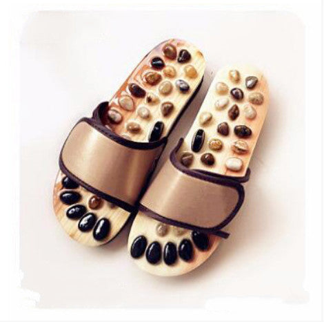 Natural color jade stone jade pebbles foot soles health massage shoes home slippers - WAlMYe #