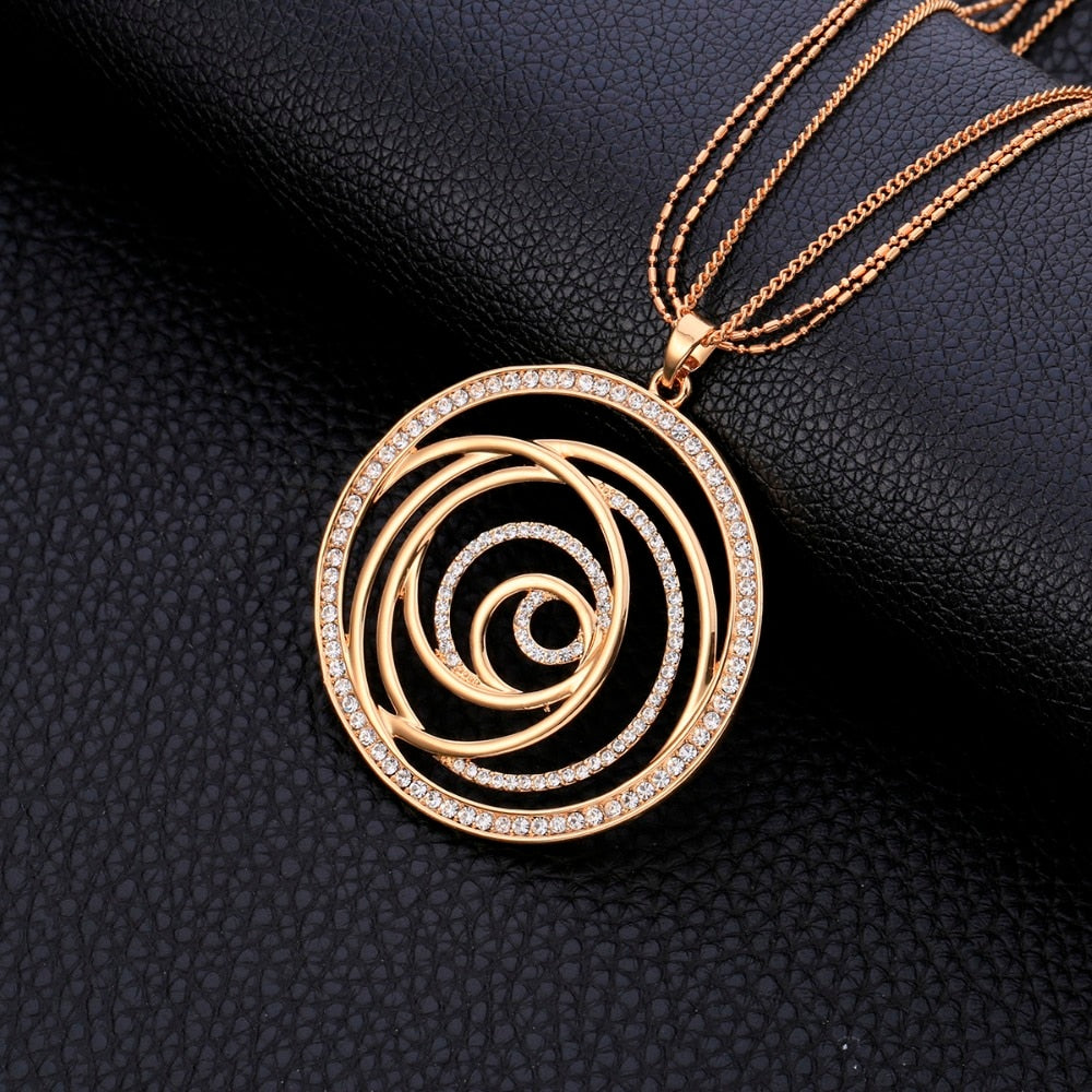 Round hollow sweater chain flower of life long necklace - WAlMYe #