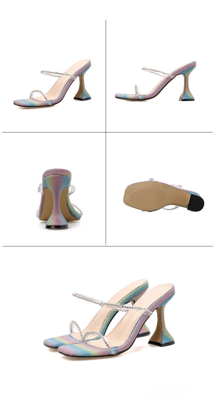 New Rhinestone Wine Glass and Rainbow Women's Shoes - WAlMYe #