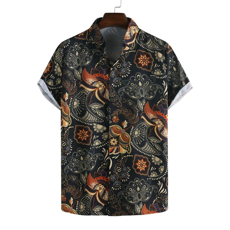 European And American National Style Printed Shirt