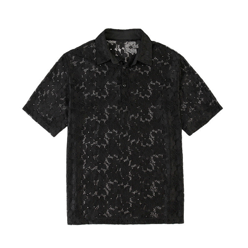 Men's Fashion Sexy Loose Lace Shirt Top - WAlMYe #