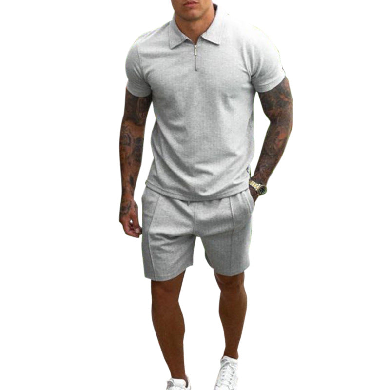Two-piece Casual Short-sleeved Slim Men's Suit