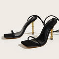Square Head Sticky Rubber Shoes With High Heels - WAlMYe #