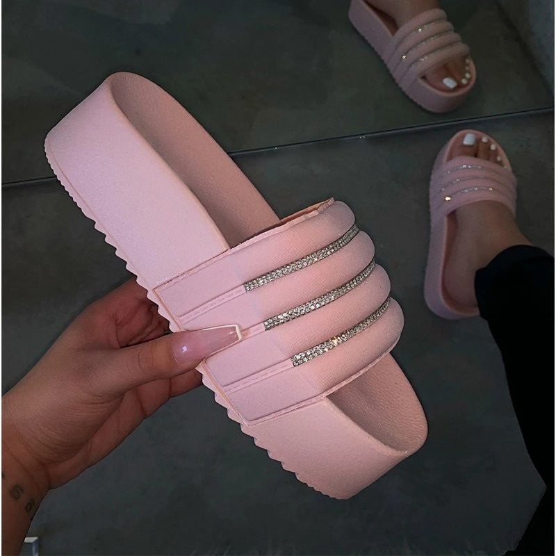 New European And American Fashion Rhinestone Sponge Cake Platform Sandals - WAlMYe #
