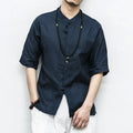 Chinese Style Disc Button Men's Cotton And Linen shirt - WALMYE #