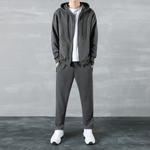 Load image into Gallery viewer, Men&#39;s Casual Sports Cardigan Hooded Cardigan Slim Two Piece Suit
