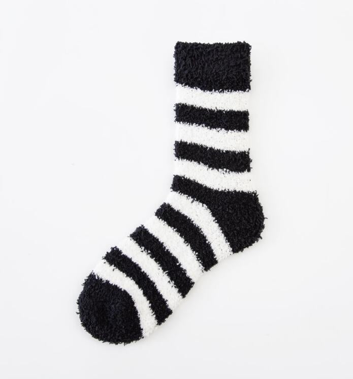 Coral Fleece Autumn And Winter Stripes In Tube Socks - WAlMYe #