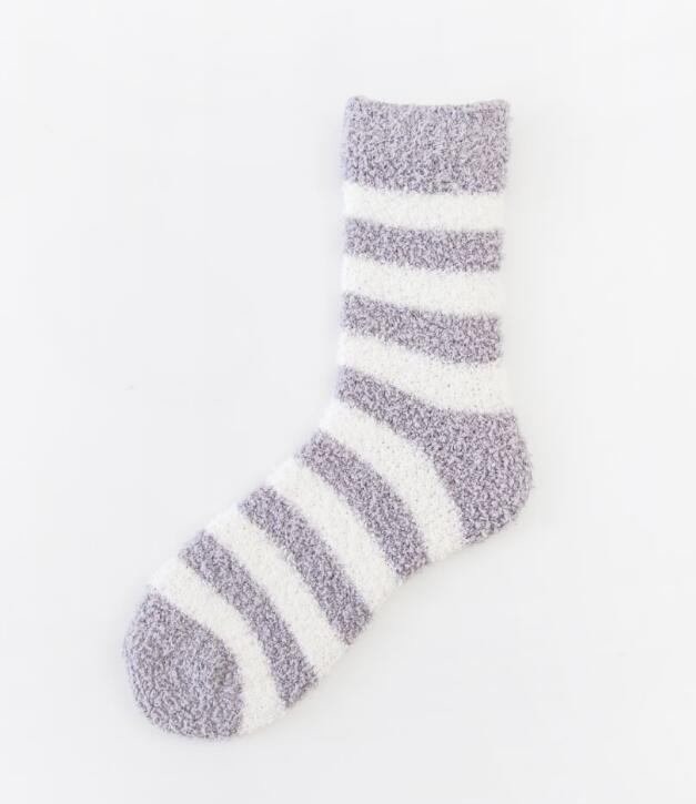 Coral Fleece Autumn And Winter Stripes In Tube Socks - WAlMYe #