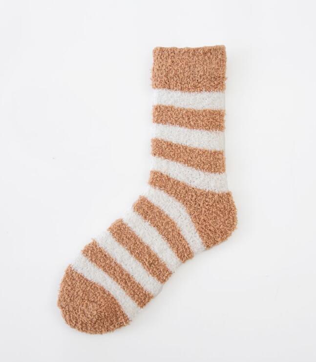 Coral Fleece Autumn And Winter Stripes In Tube Socks - WAlMYe #