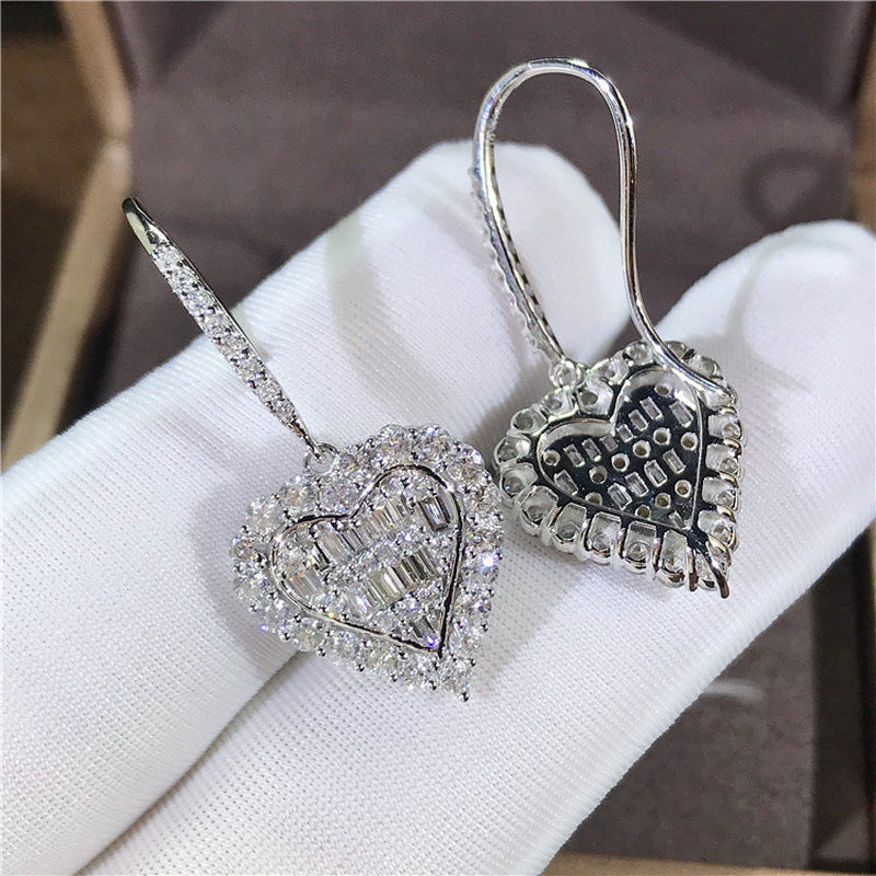 Huitan Cubic Zirconia Heat Shape Women Drop Wedding Engagement Jewelry Shine Girl Fashion Earrings - WAlMYe #