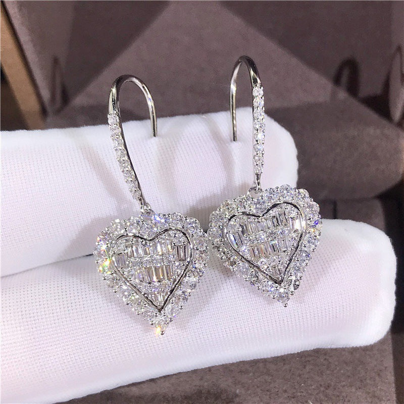 Huitan Cubic Zirconia Heat Shape Women Drop Wedding Engagement Jewelry Shine Girl Fashion Earrings - WAlMYe #