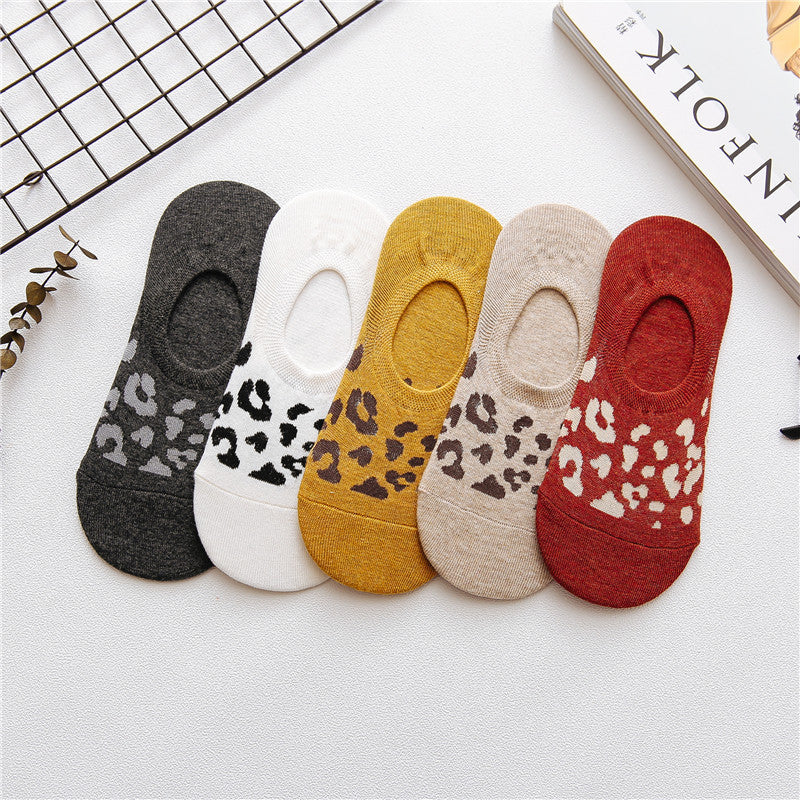 Spring And Summer Silicone Non-Slip Leopard Print Invisible Socks - WAlMYe #