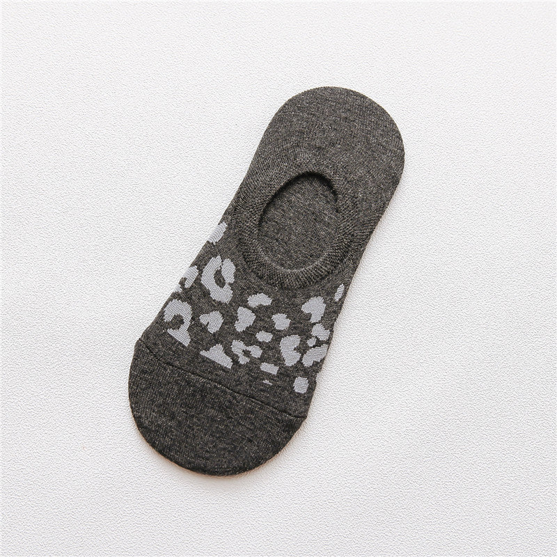 Spring And Summer Silicone Non-Slip Leopard Print Invisible Socks