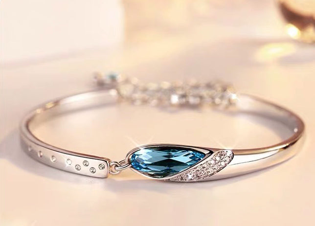 new woman fashion jewelry high quality blue crystal zircon retro simple - WAlMYe #