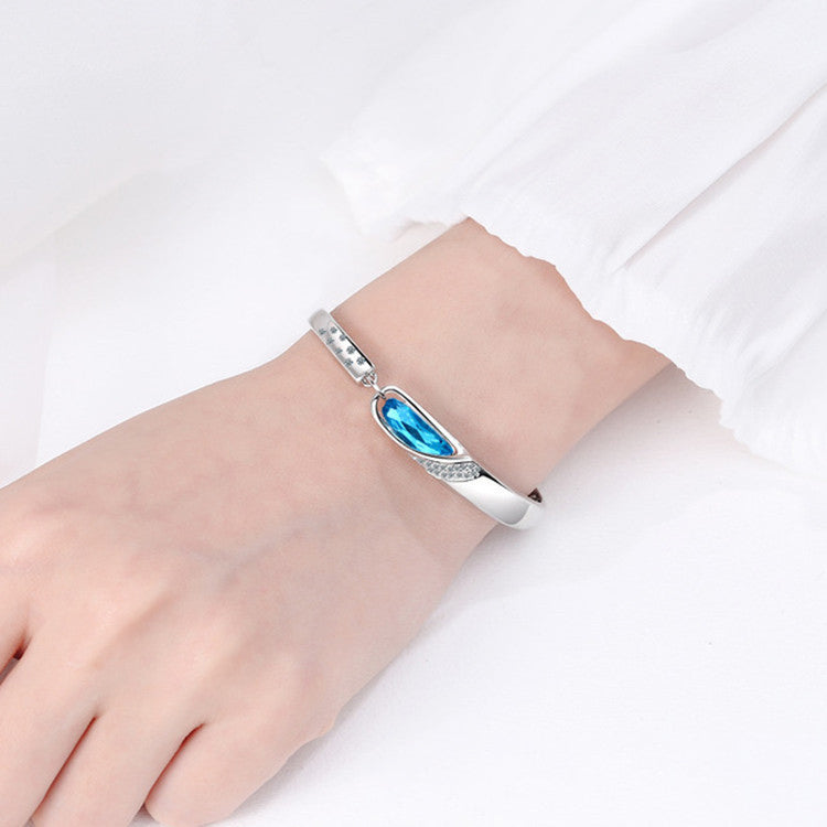 new woman fashion jewelry high quality blue crystal zircon retro simple - WAlMYe #