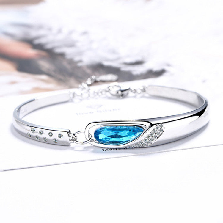 new woman fashion jewelry high quality blue crystal zircon retro simple - WAlMYe #