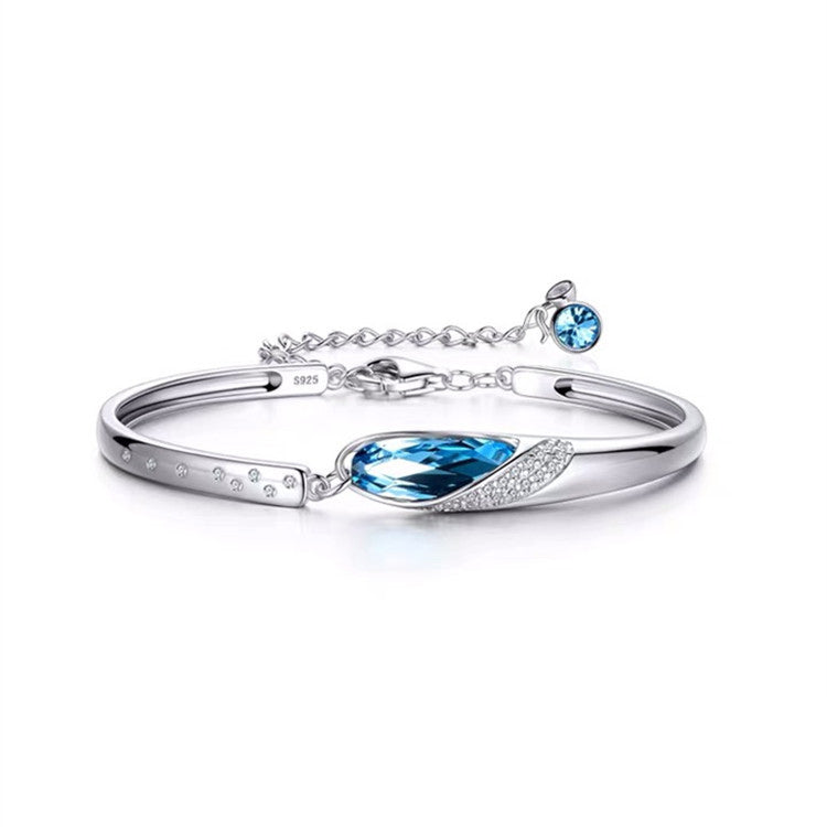 new woman fashion jewelry high quality blue crystal zircon retro simple - WAlMYe #