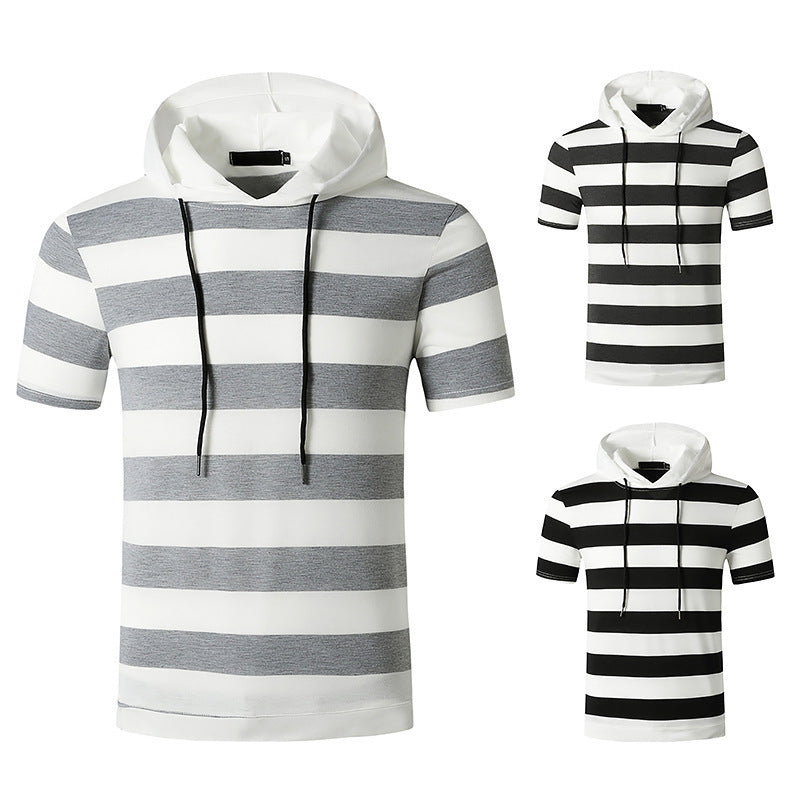 Men's T-shirt Gym Hooded Sports Short Sleeve T-shirt - WAlMYe #