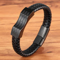 Stainless Steel Leather Braided Leather Cord Bracelet - WAlMYe #