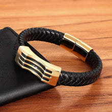 Load image into Gallery viewer, Stainless Steel Leather Braided Leather Cord Bracelet
