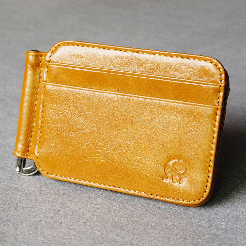 Small Round Elephant Leather Card Holder - WAlMYe #