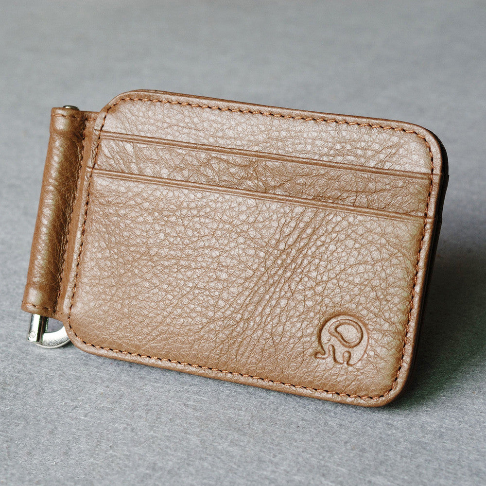 Small Round Elephant Leather Card Holder - WAlMYe #