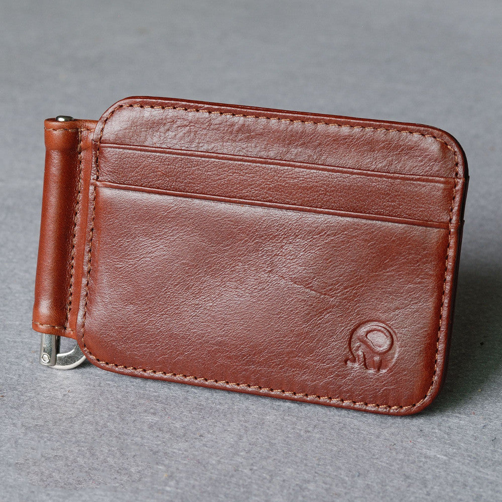 Small Round Elephant Leather Card Holder - WAlMYe #