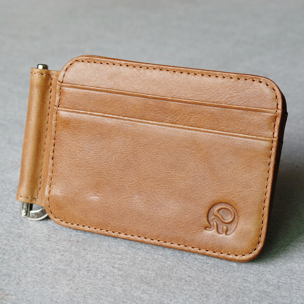Small Round Elephant Leather Card Holder - WAlMYe #