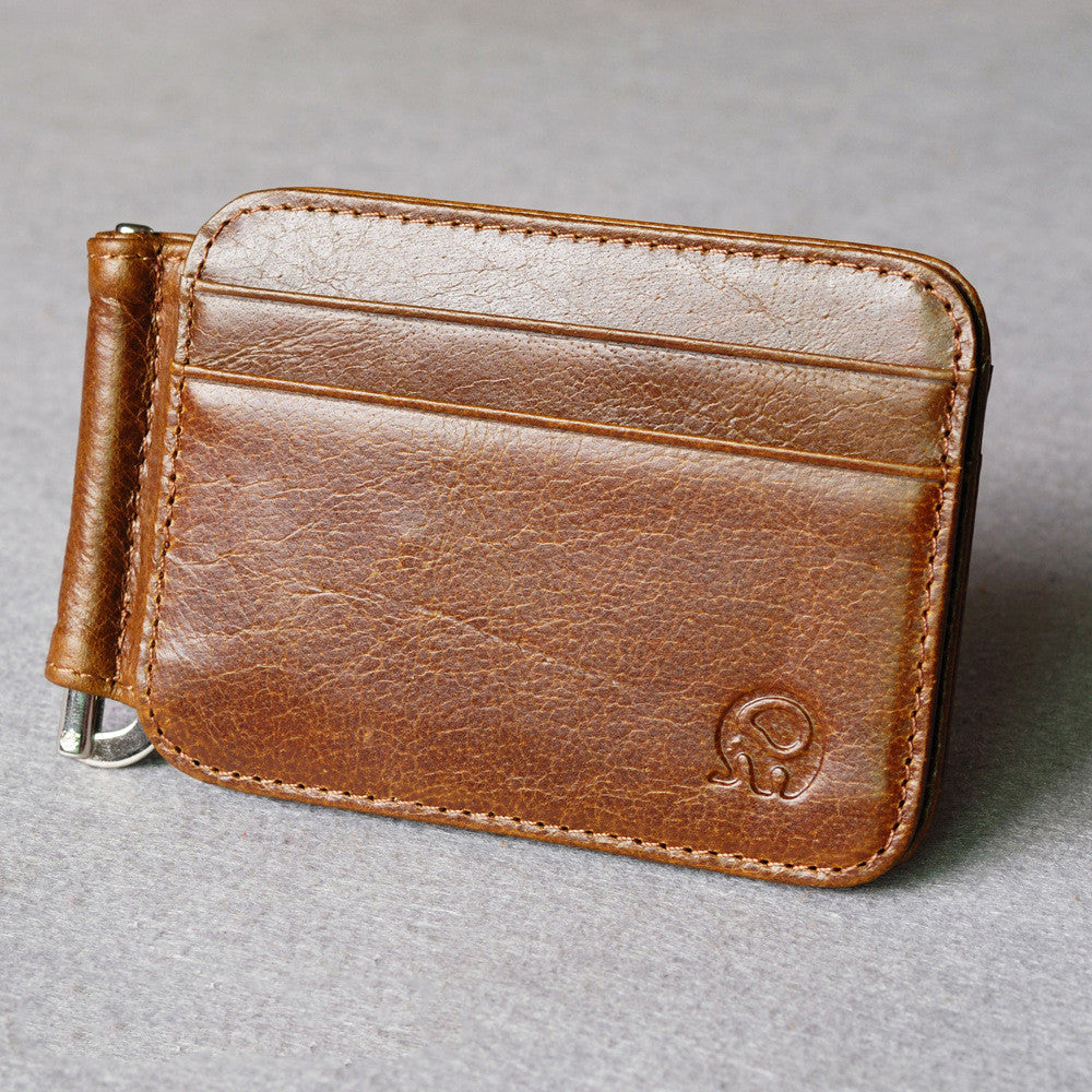 Small Round Elephant Leather Card Holder
