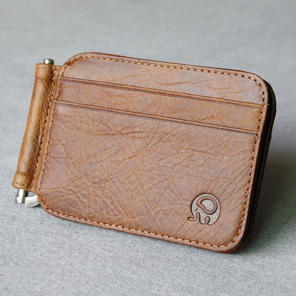Small Round Elephant Leather Card Holder - WAlMYe #