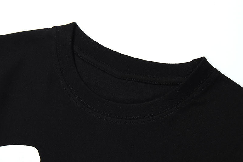 Fun Letters Round Face Expression Luminous Print Short Sleeves - WAlMYe #