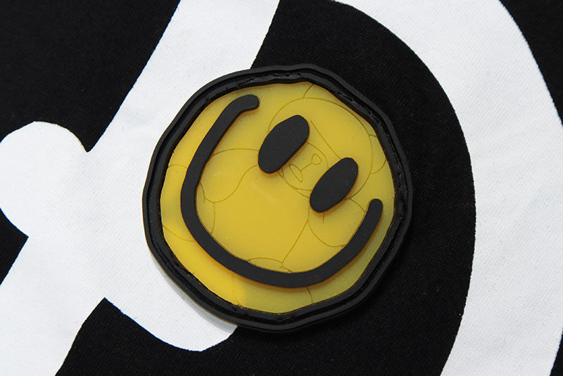 Fun Letters Round Face Expression Luminous Print Short Sleeves - WAlMYe #