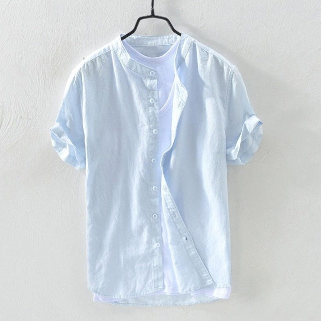 Oversized Short-Sleeved Cotton Beach Shirt - WAlMYe #