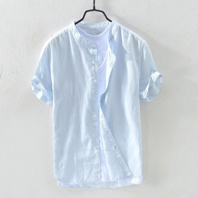 Oversized Short-Sleeved Cotton Beach Shirt