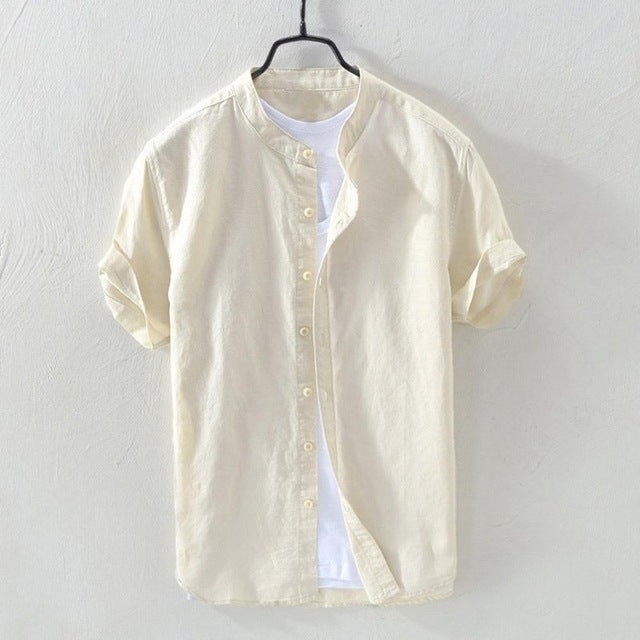 Oversized Short-Sleeved Cotton Beach Shirt - WAlMYe #