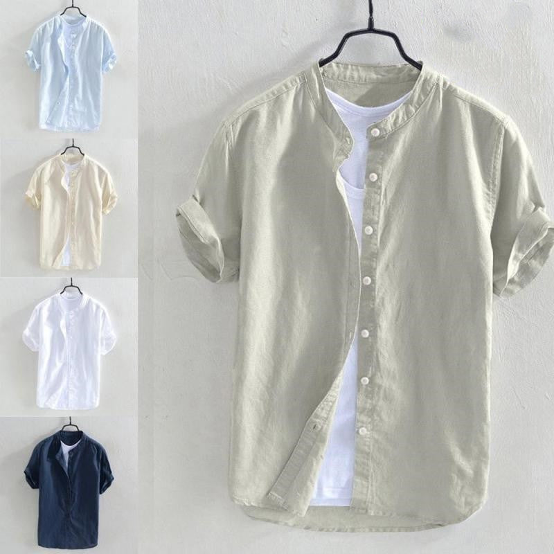 Oversized Short-Sleeved Cotton Beach Shirt - WAlMYe #